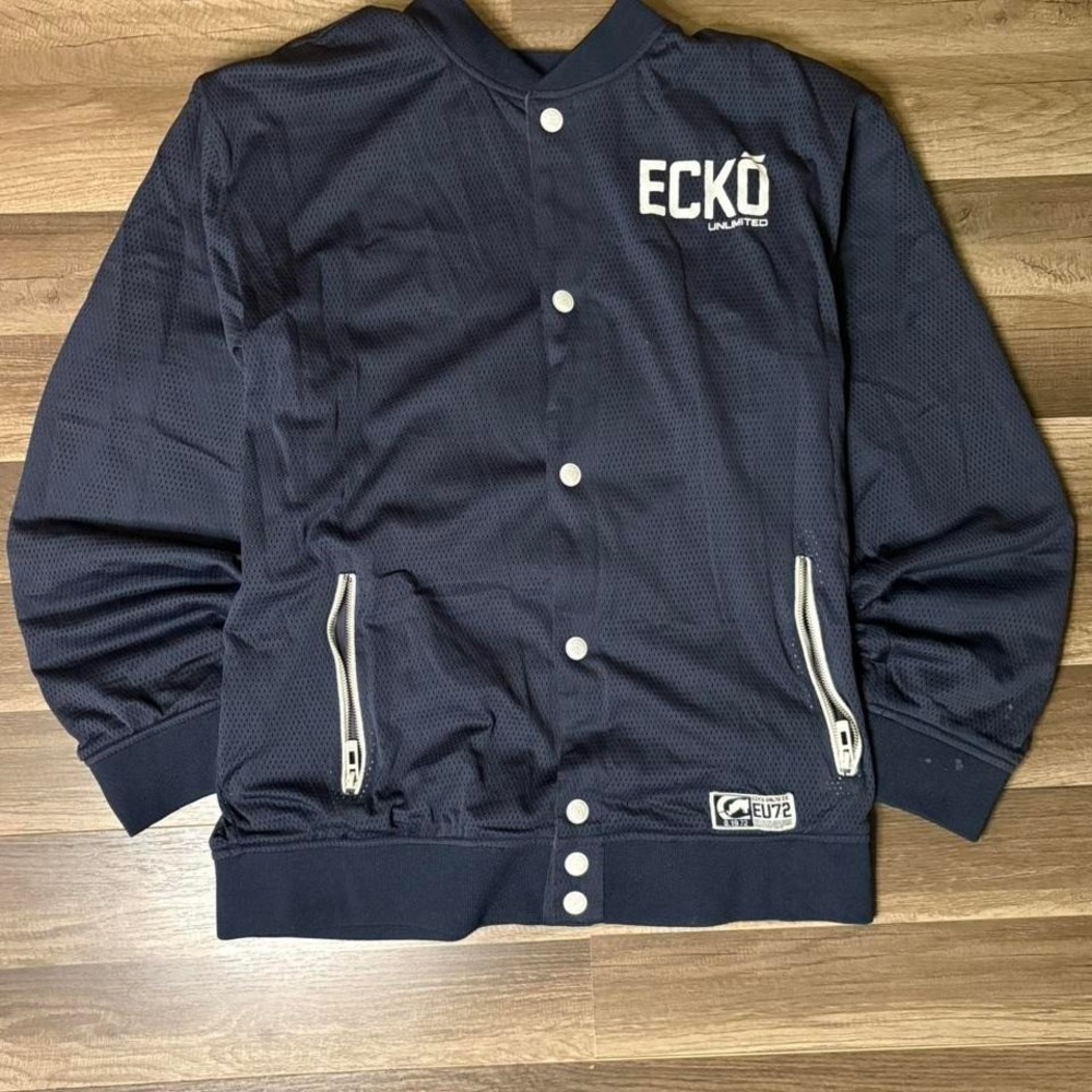 ECKO Unltd. Men's lite indigo blue Track snap-up jacket SIZE M MEN